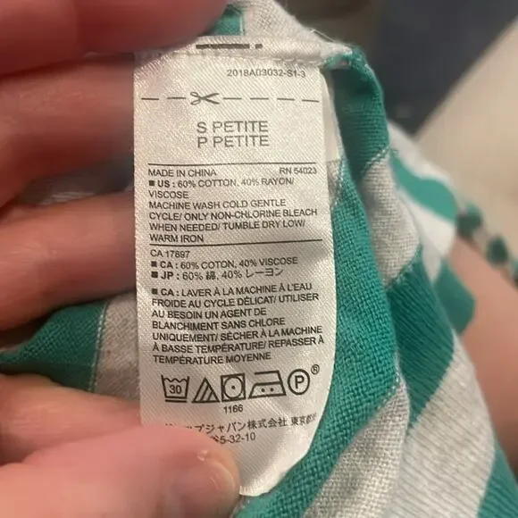 Banana Republic Striped Scalloped Neck Top - Petite Small - Picture 5 of 5